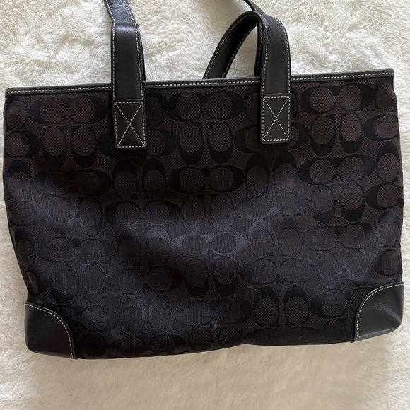 Coach Dark Brown & Black Signature Canvas Tote - Picture 4 of 4